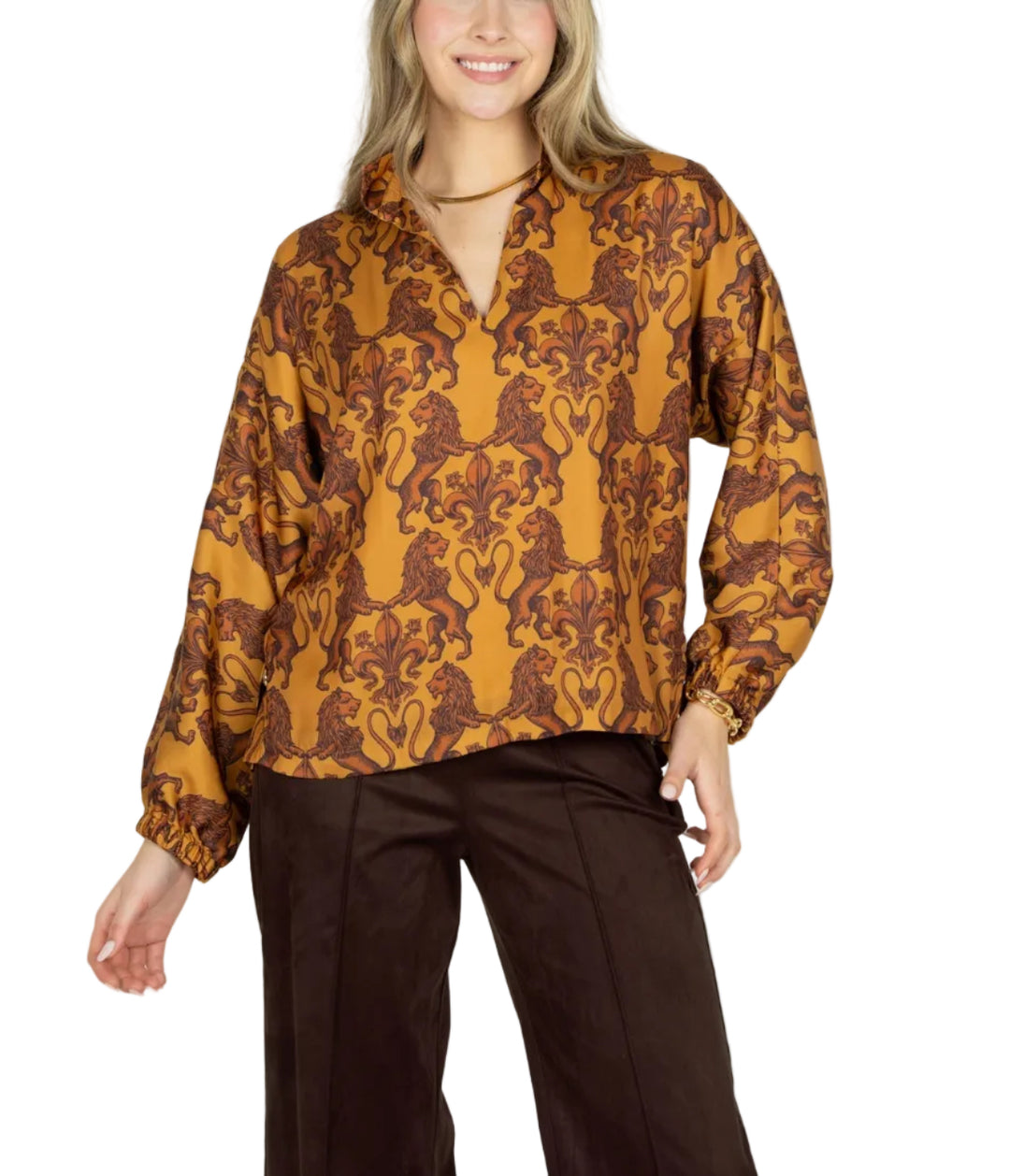 Long Sleeve Poppy Top in Leone by Emily McCarthy
