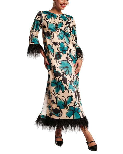 Belle Maxi Dress in Teal/Camel by Frances Valentine