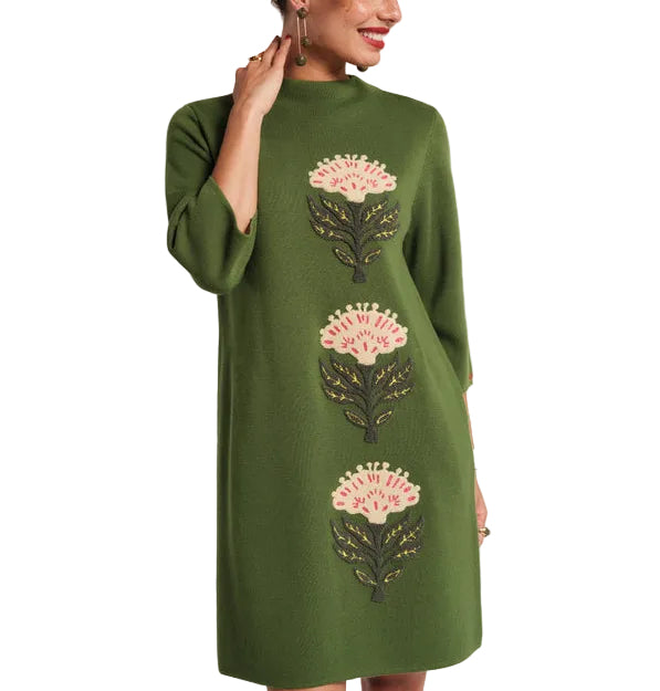 Annie Heirloom Floral Dress in Green by France Valentine