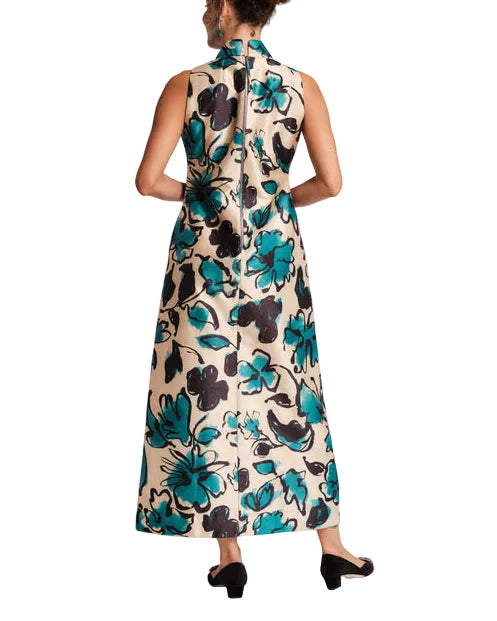Carlyle Maxi Dress in Teal/Camel by Frances Valentine