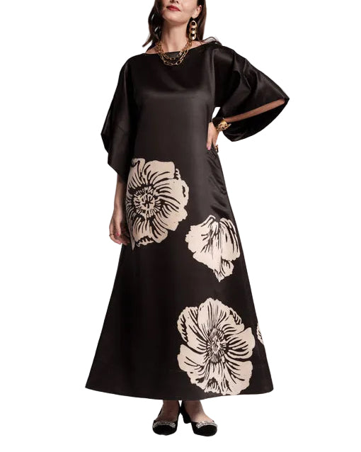 Spinnaker Maxi Dress in Black/Camel