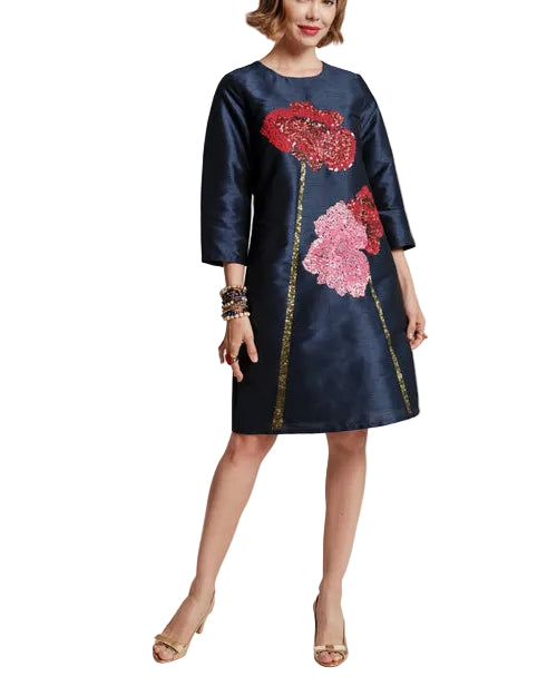Alice Dress with Sleeves in Navy