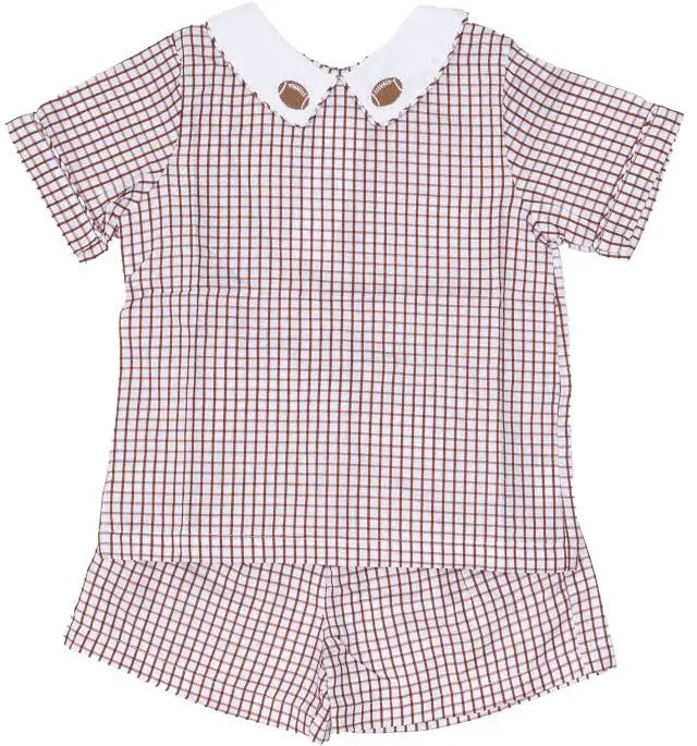 Bobby Football Brown Gingham Short Set