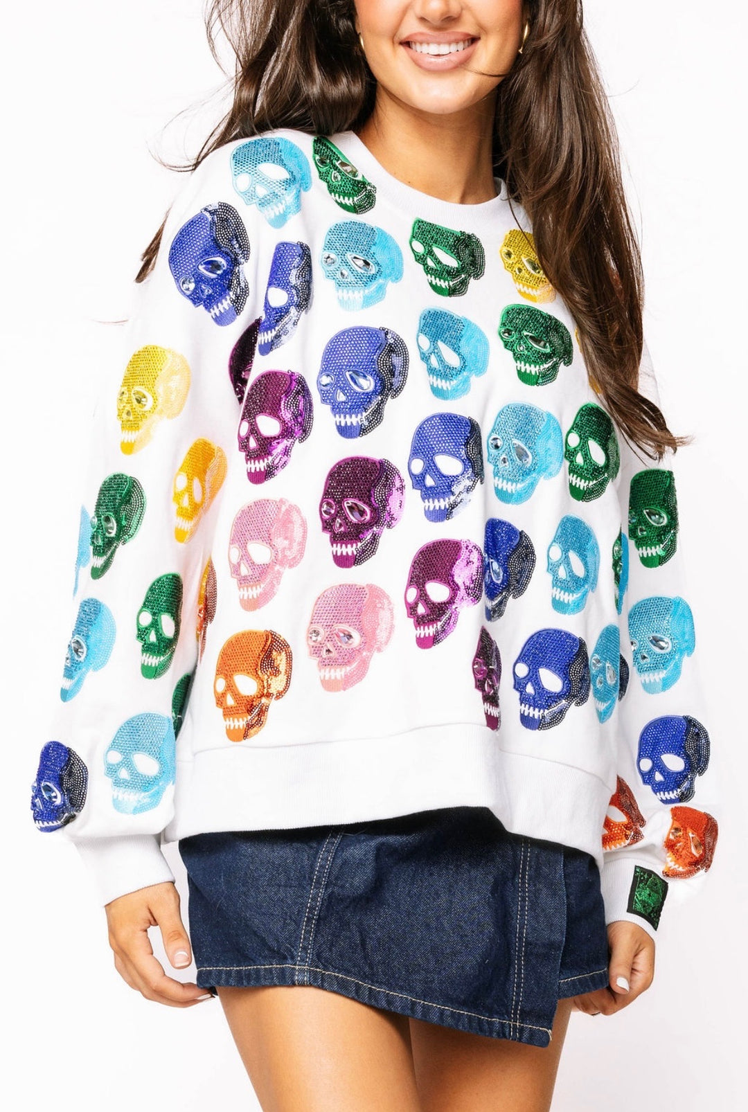 Rainbow Skulls Sweatshirt by Queen of Sparkles