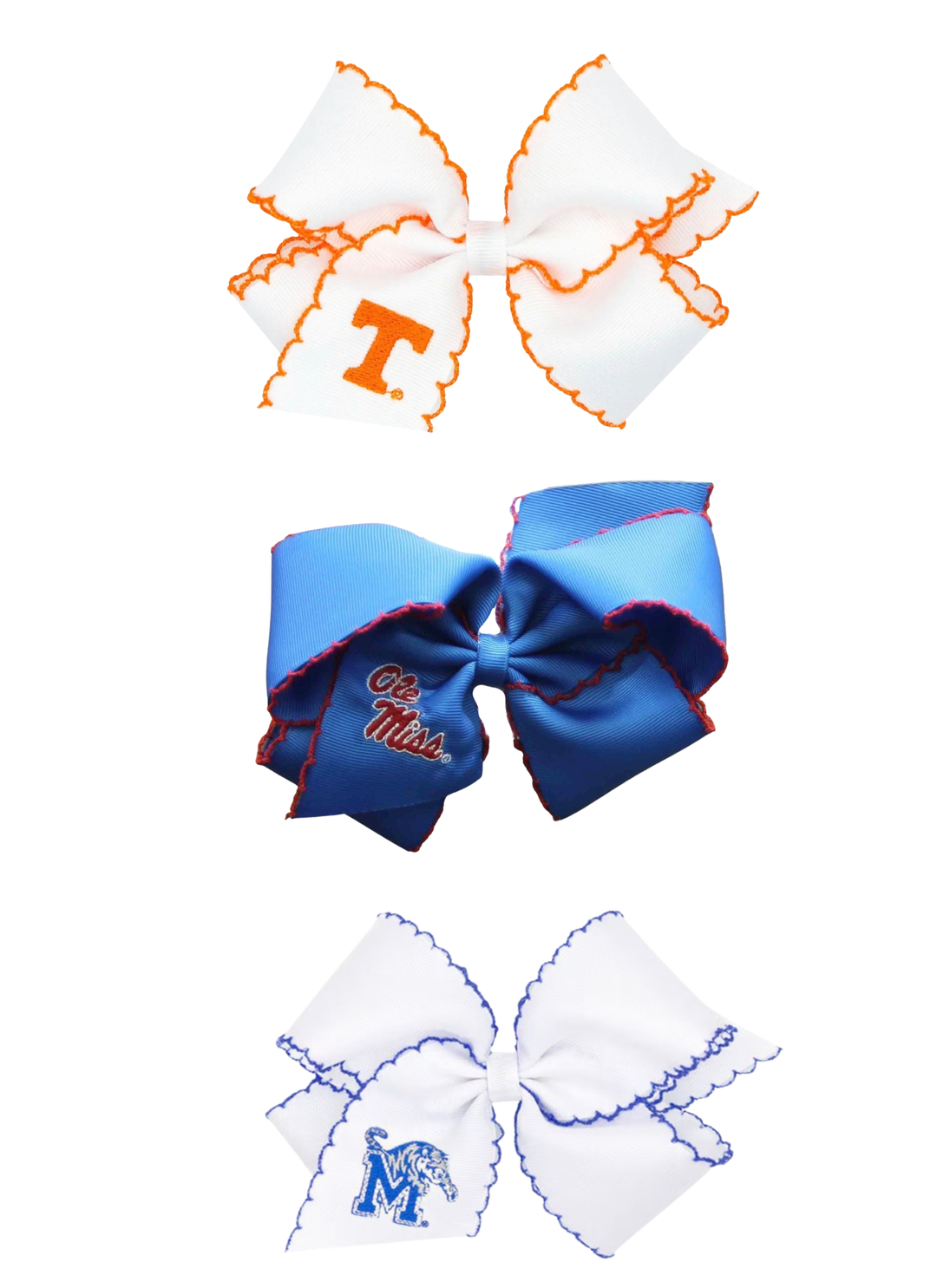 Medium Moonstitch, Colliegiate Embroidered Bow