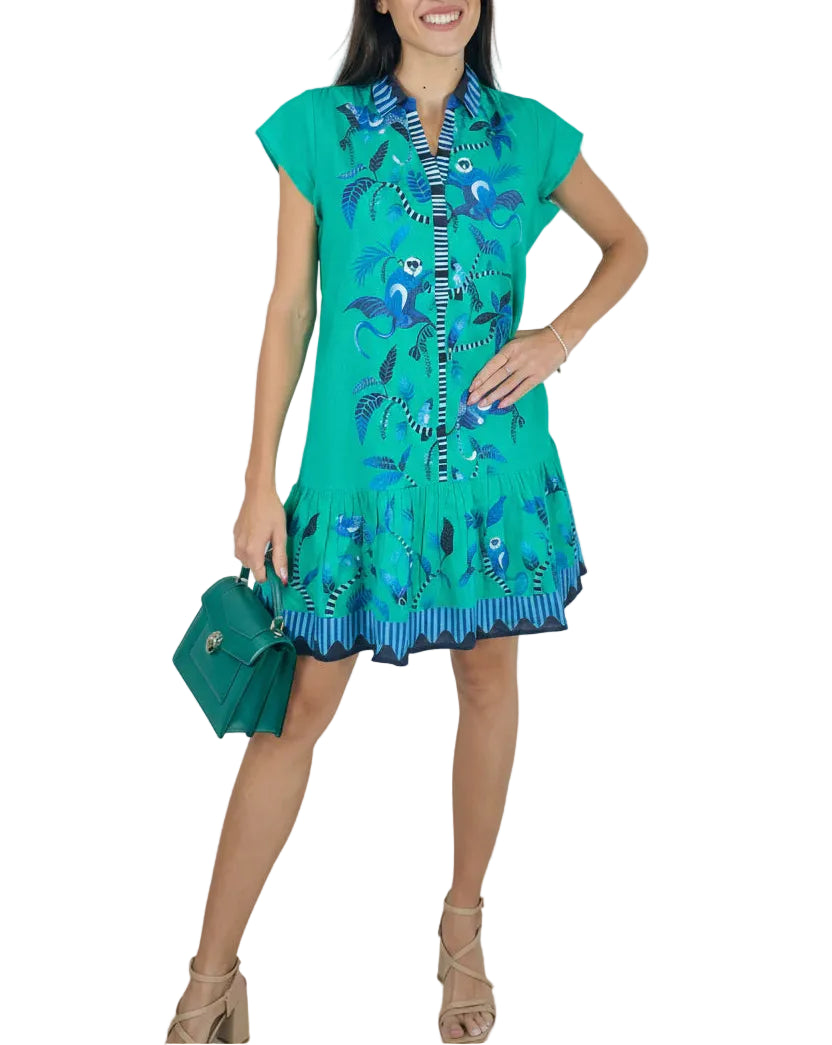 The Havana mini is an easy popover dress that flatters all figures. We love this fun whimsical print in these vibrant colors.

Fully lined, with pockets on the side seam
Flatters all body types
Fabric- 100% cotton, with cotton lining
Sizes- XS, S, M, L, XL, XXL
Length- 36-37"
This fun day-dress is perfect for lunches, a walk on the beach, or a casual day out. Pair with luxury slides or heels for an elevated look, or sneakers for a casual look. 

We are proud to follow ethical, sustainable practices during t