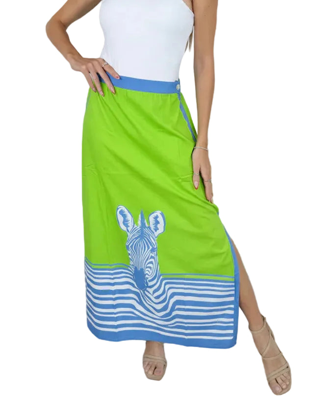 Aix Skirt in Zebra Lime by Isla Payal - Pickering Boxwood