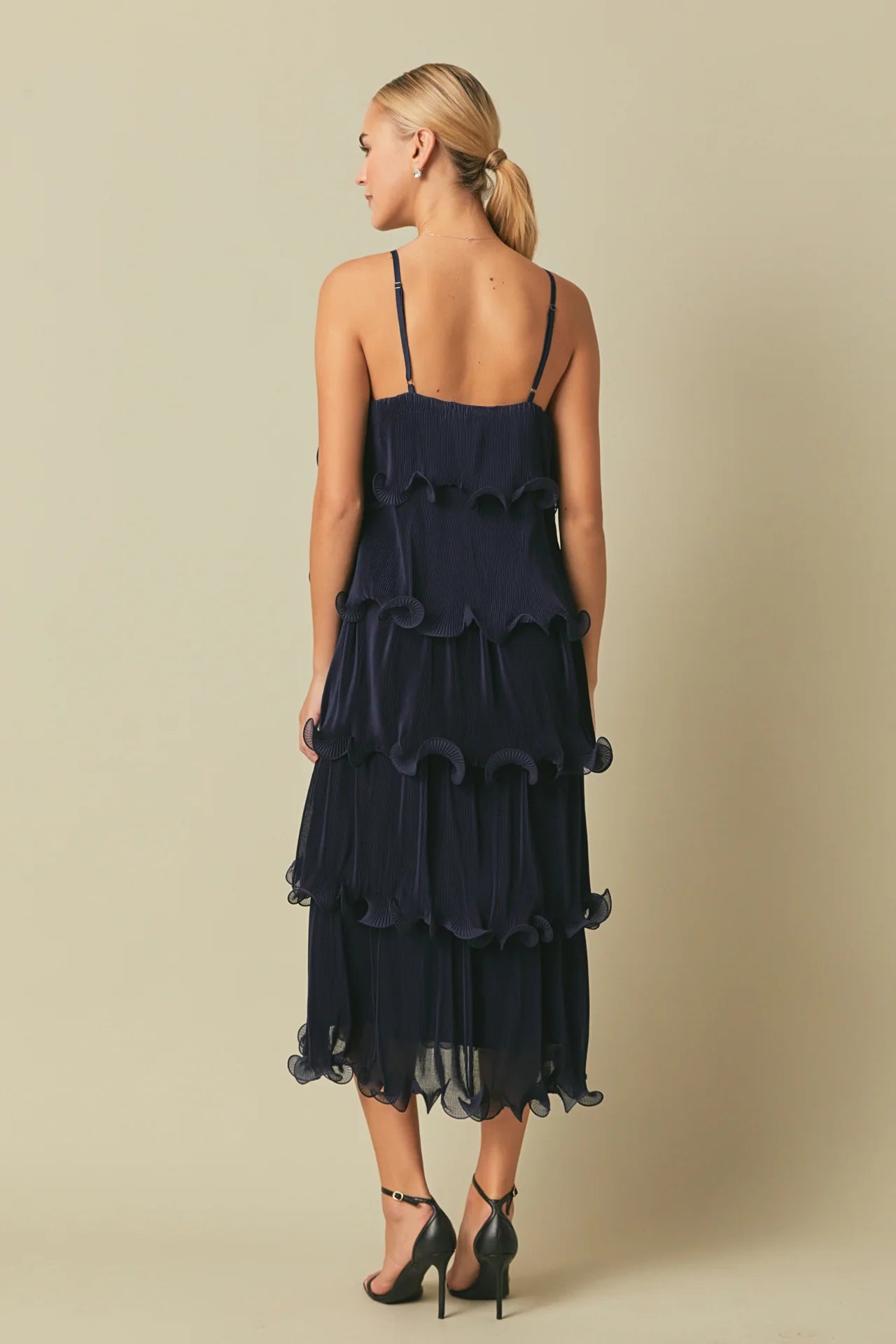 Pleated Tiered Midi Dress