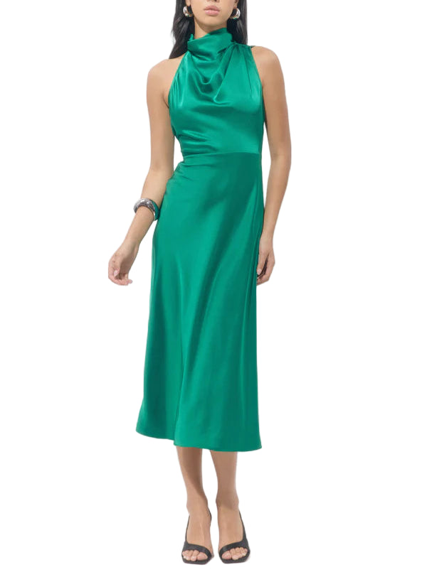 Jodie High Neck Satin Dress