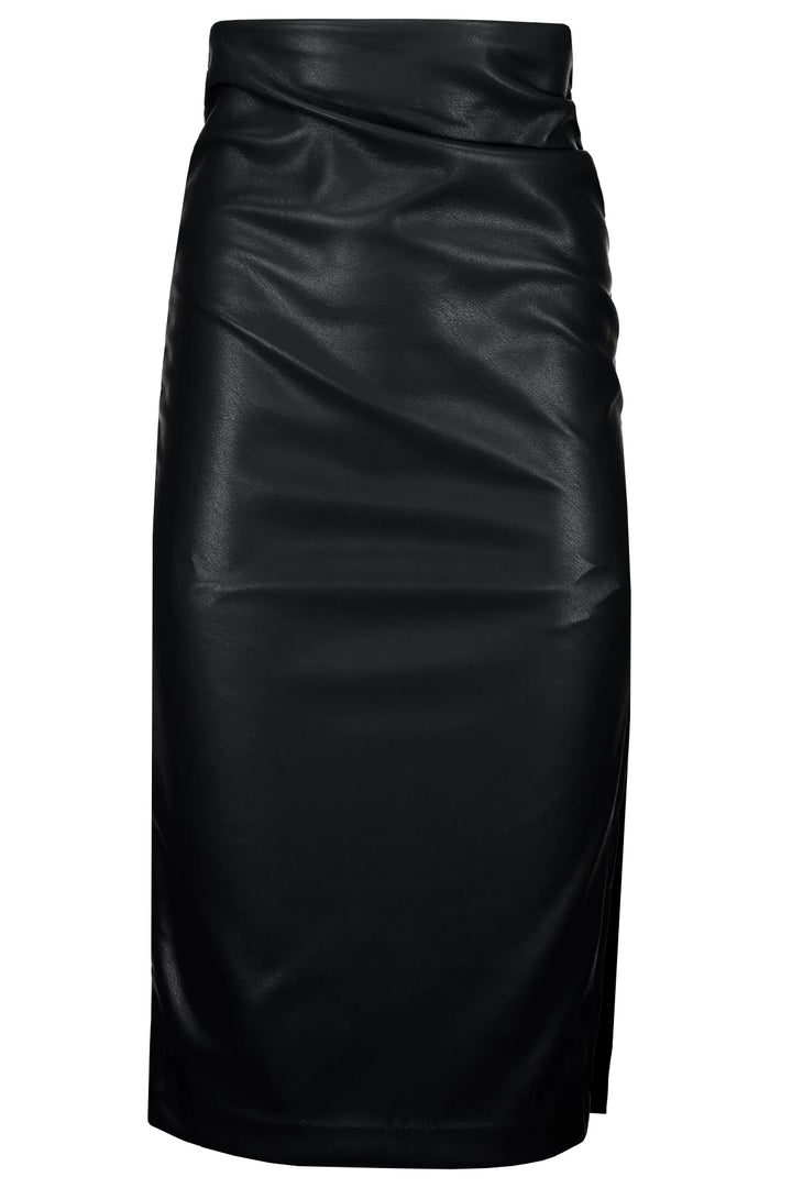 50% Polyurethane 50% Polyester

-Invisible zipper closure

-Side slit

-True to size

-Dry clean only