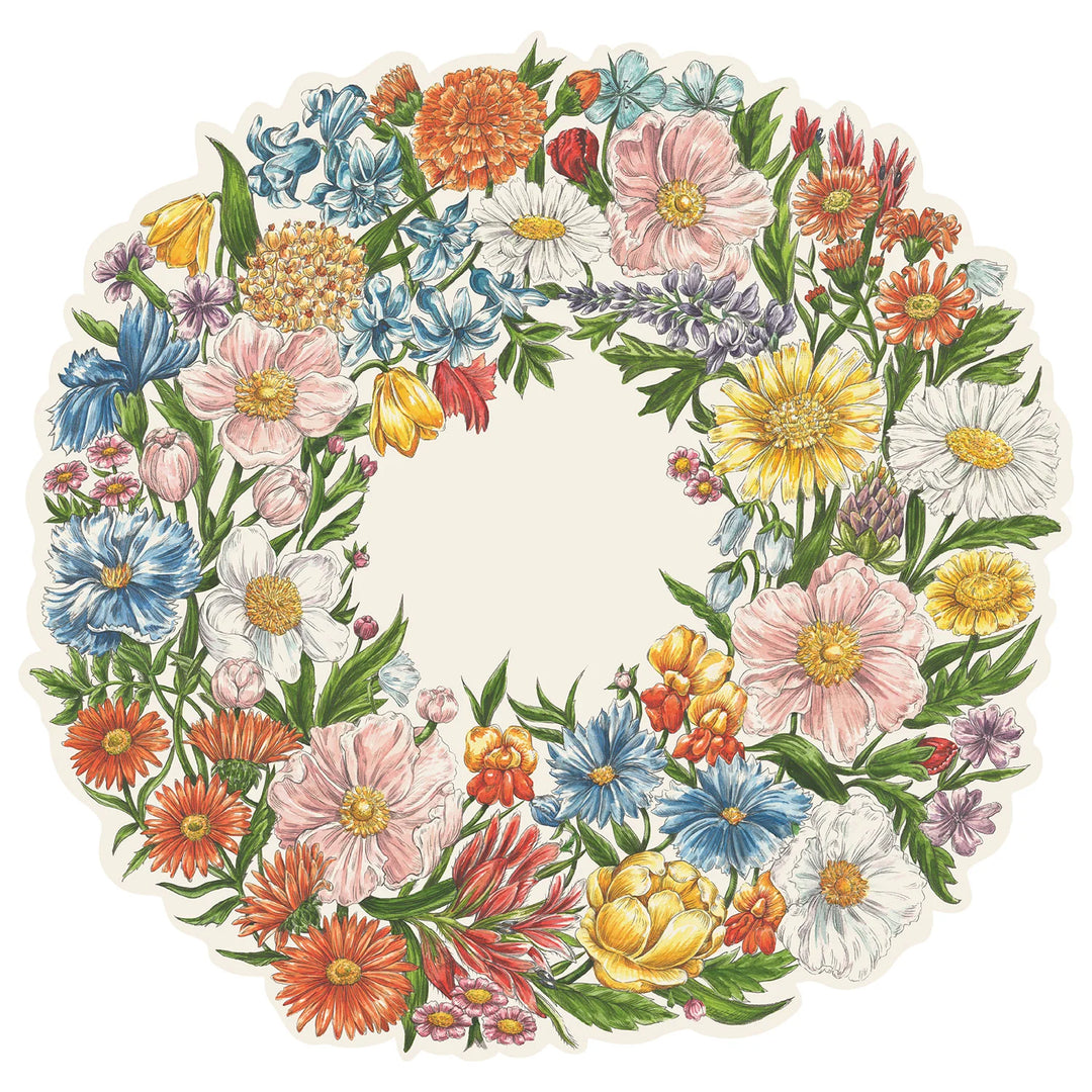 Wildflower Wreath Die-Cut Placemat - Pickering Boxwood