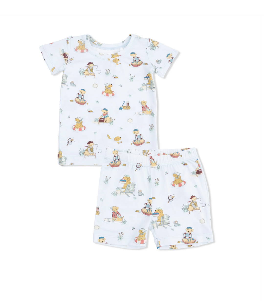 Children's pajama set with cartoon characters on a white background