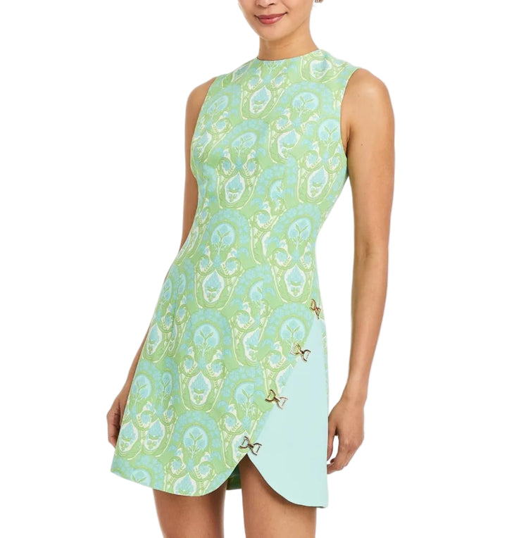 Loverde Mini Dress in Trellis Verte by Mestiza