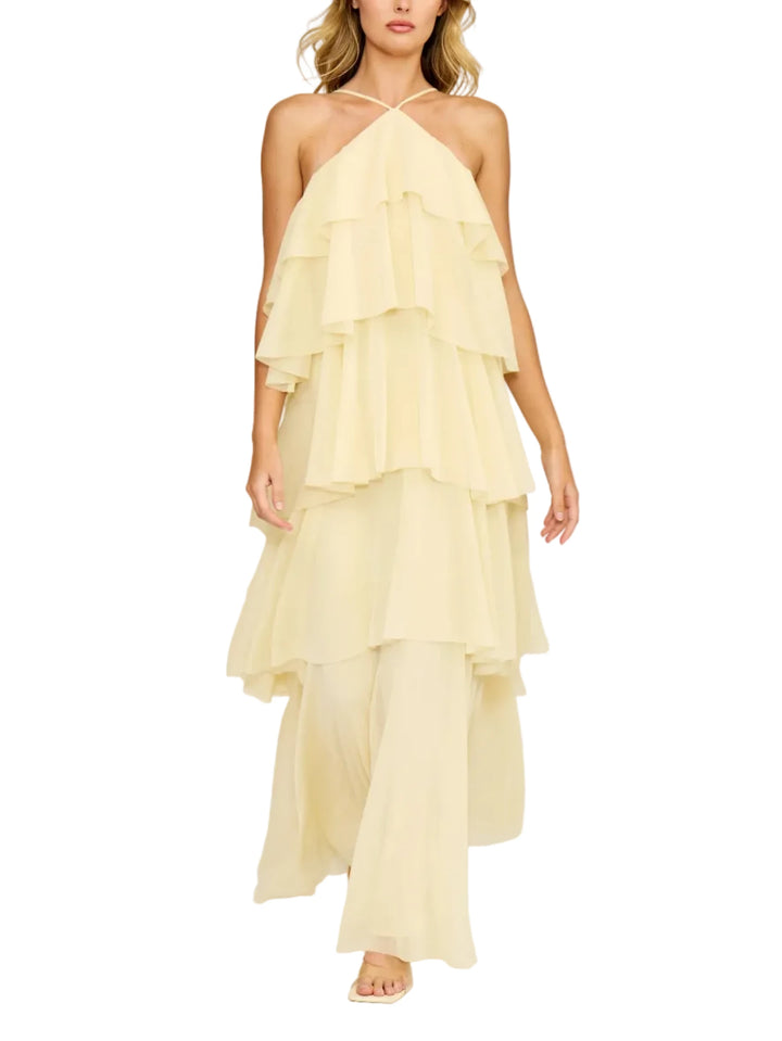 Emery Ruffle Maxi Dress in Yellow
