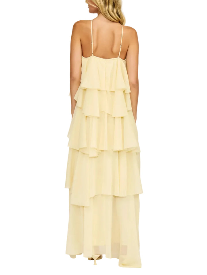 Emery Ruffle Maxi Dress in Yellow