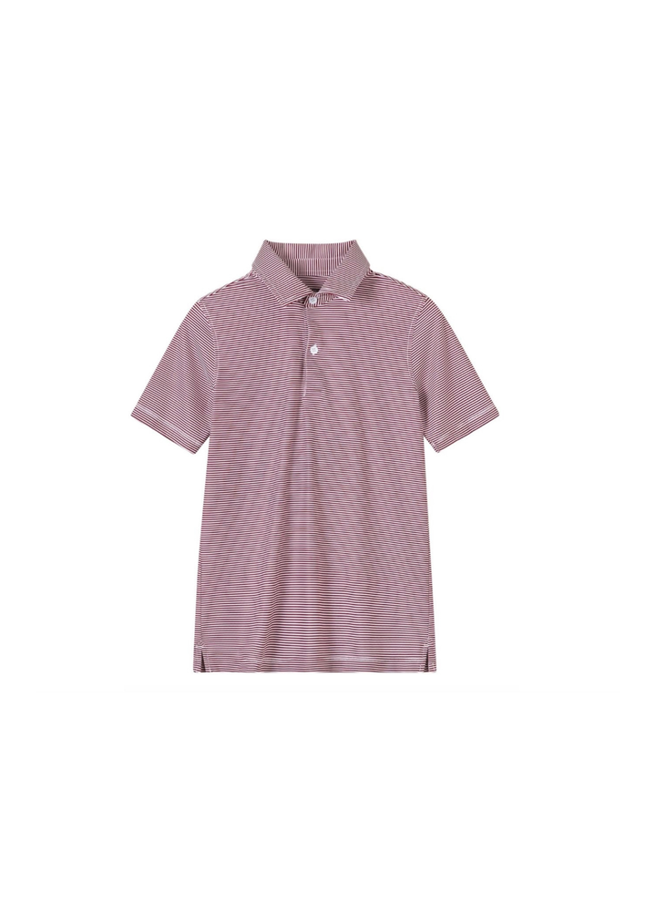 Maroon and White Stripe Youth Polo