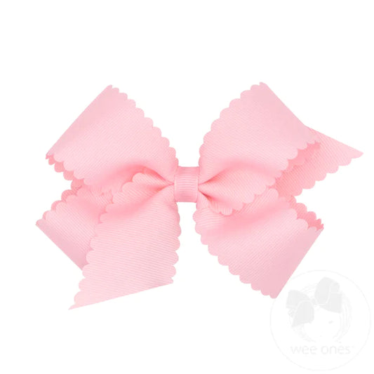 Medium Grosgrain Hair Bow with Scalloped Edge