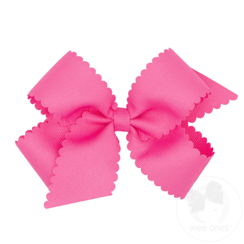 Medium Grosgrain Hair Bow with Scalloped Edge - Pickering Boxwood