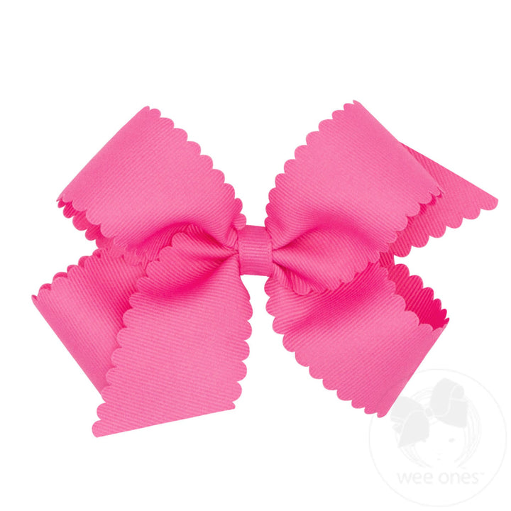 Medium Grosgrain Hair Bow with Scalloped Edge - Pickering Boxwood