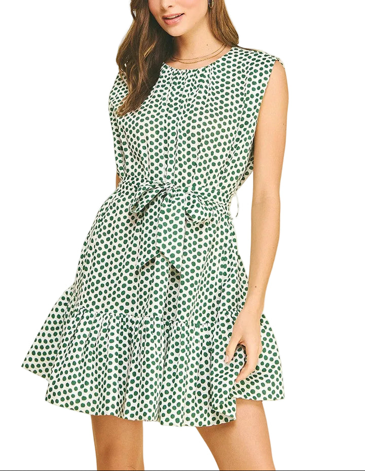 Meg Polka Dot Mini Dress brings playful charm to your everyday wardrobe. This tiered mini features a classic polka dot pattern that flatters and delights, with a flowy silhouette that moves beautifully. Perfect for casual outings, weekend brunches, or dressed up with accessories for evening plans. The tiered design adds dimension and visual interest while keeping you comfortable all day long. A versatile piece that pairs effortlessly with sneakers, sandals, or heels.