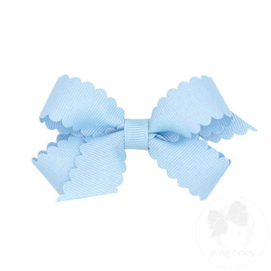 Mini Grosgrain Hair Bow with Scalloped Edge by Wee Ones