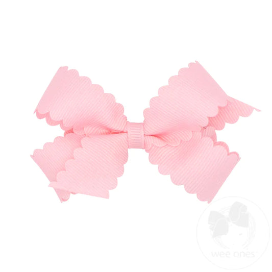 Mini Grosgrain Hair Bow with Scalloped Edge by Wee Ones