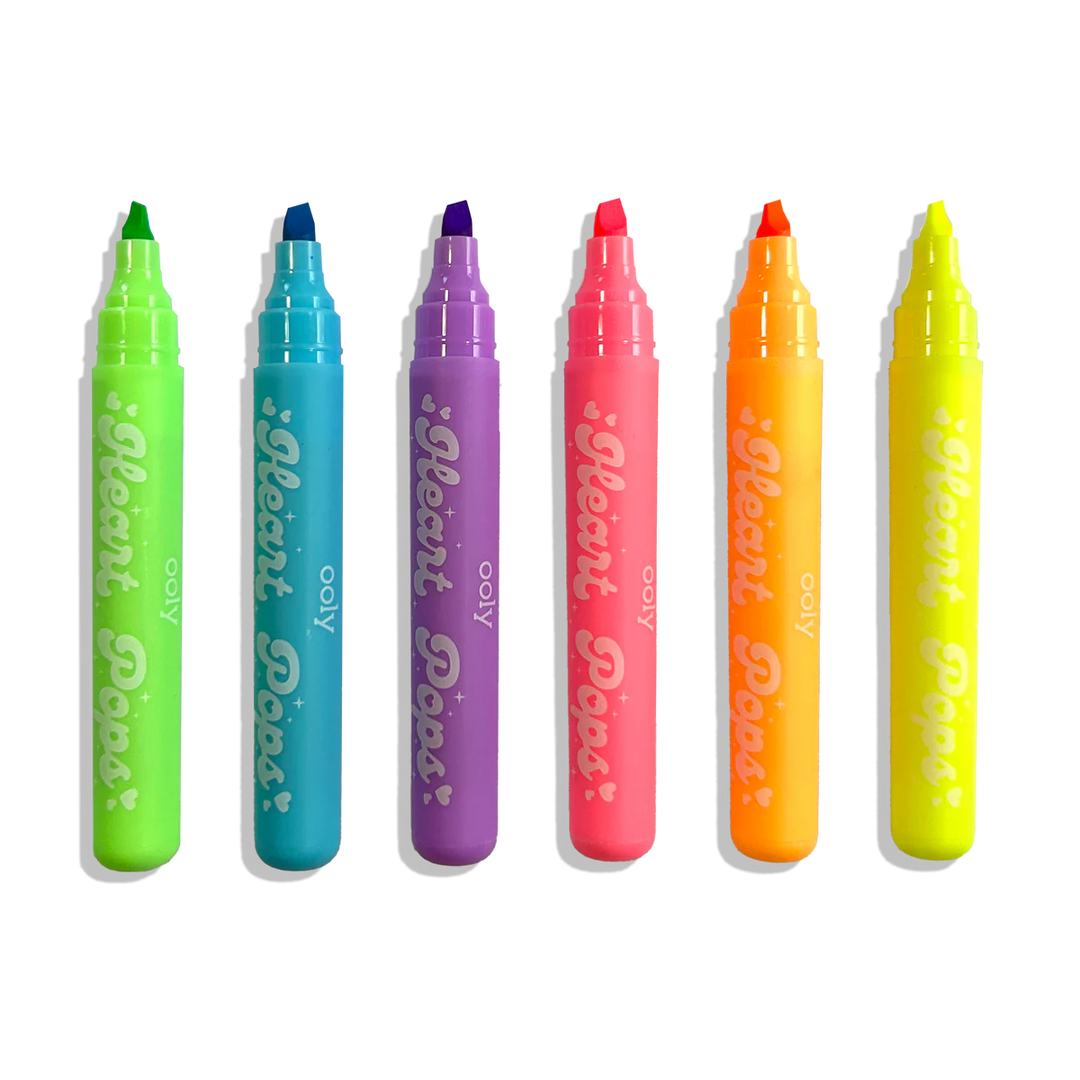 Heart Pops Neon Highlighters - Set of 6