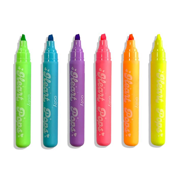 Heart Pops Neon Highlighters - Set of 6