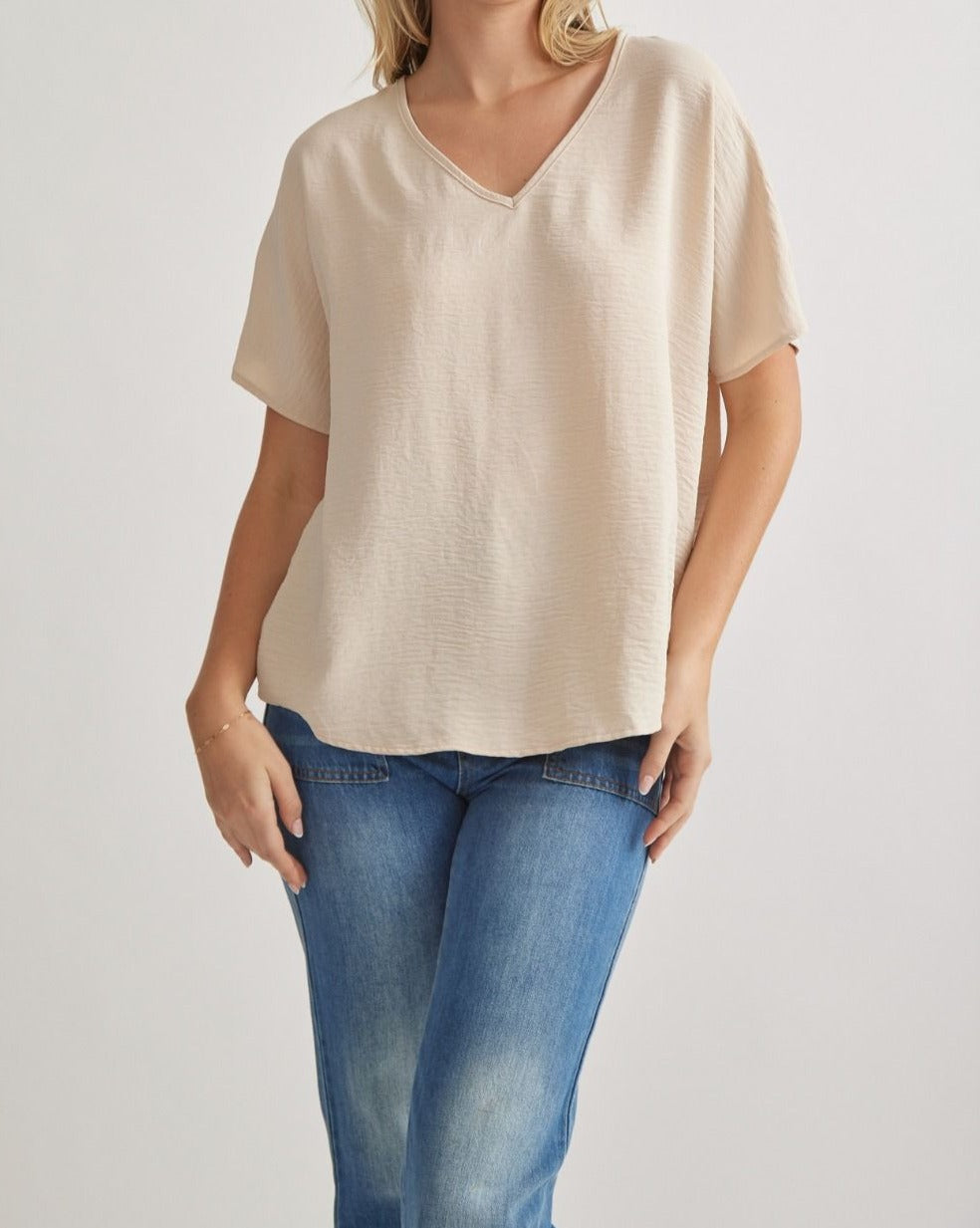 Oatmeal vneck top