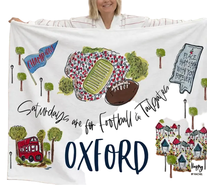 Oxford Saturdays Game Day Fleece Blanket-Measures 50"x80". Perfect to wrap up in!