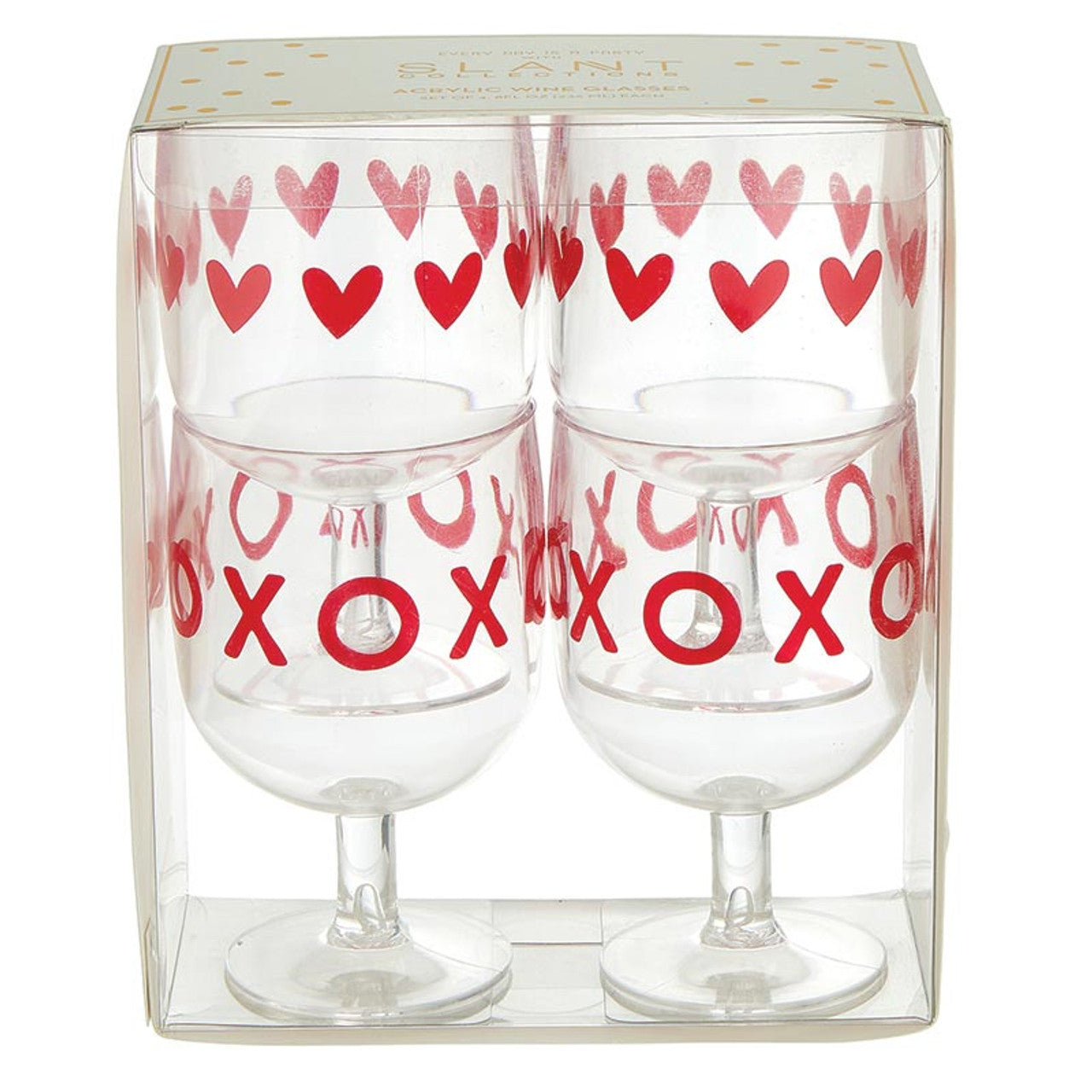 Valentines Acrylic Stackable Wine Glasses