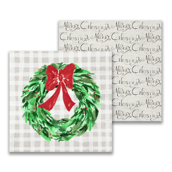 Christmas Wreath with Red Bow Napkins