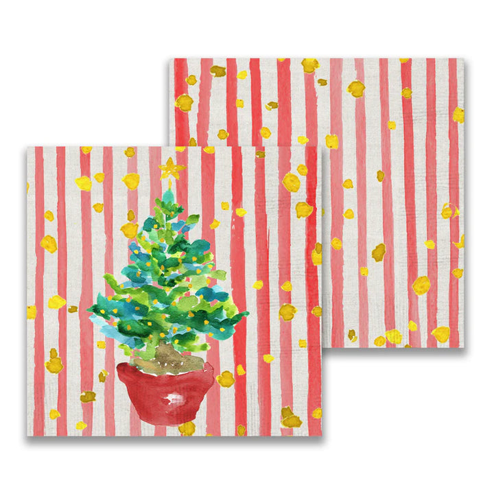 Red Potted Christmas Tree Napkins