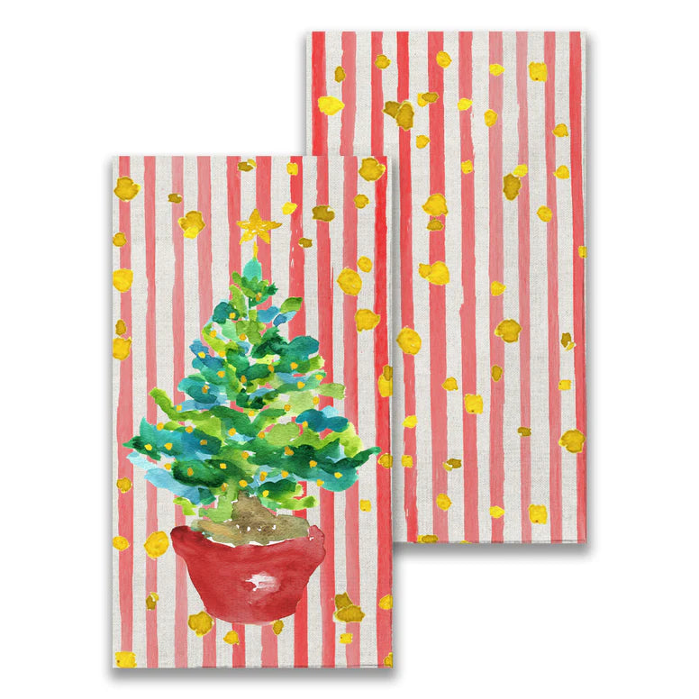 Red Potted Christmas Tree Napkins