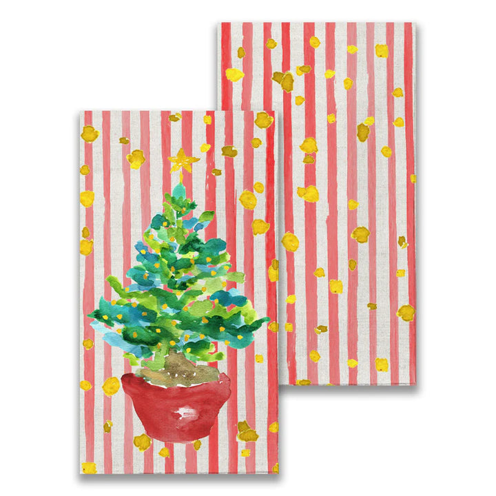 Red Potted Christmas Tree Napkins
