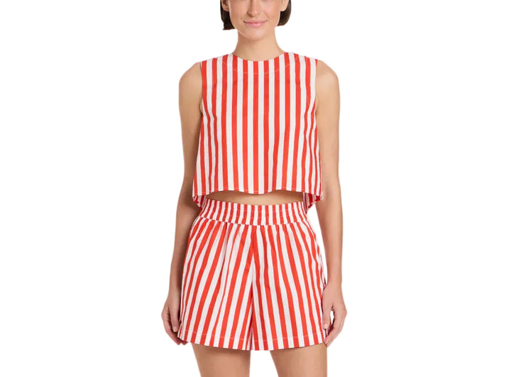 Sleeveless
High neck
Zips up back
100% cotton poplin