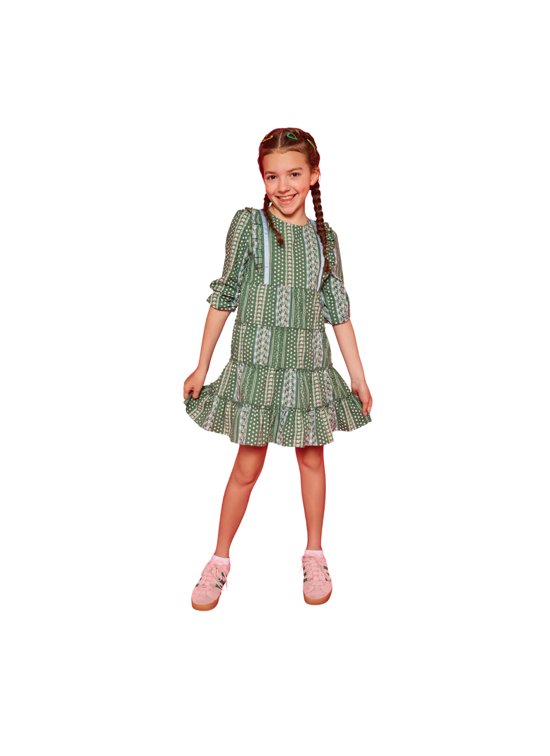 Tiered Porto Dress in Fairfield Forest Stripe
