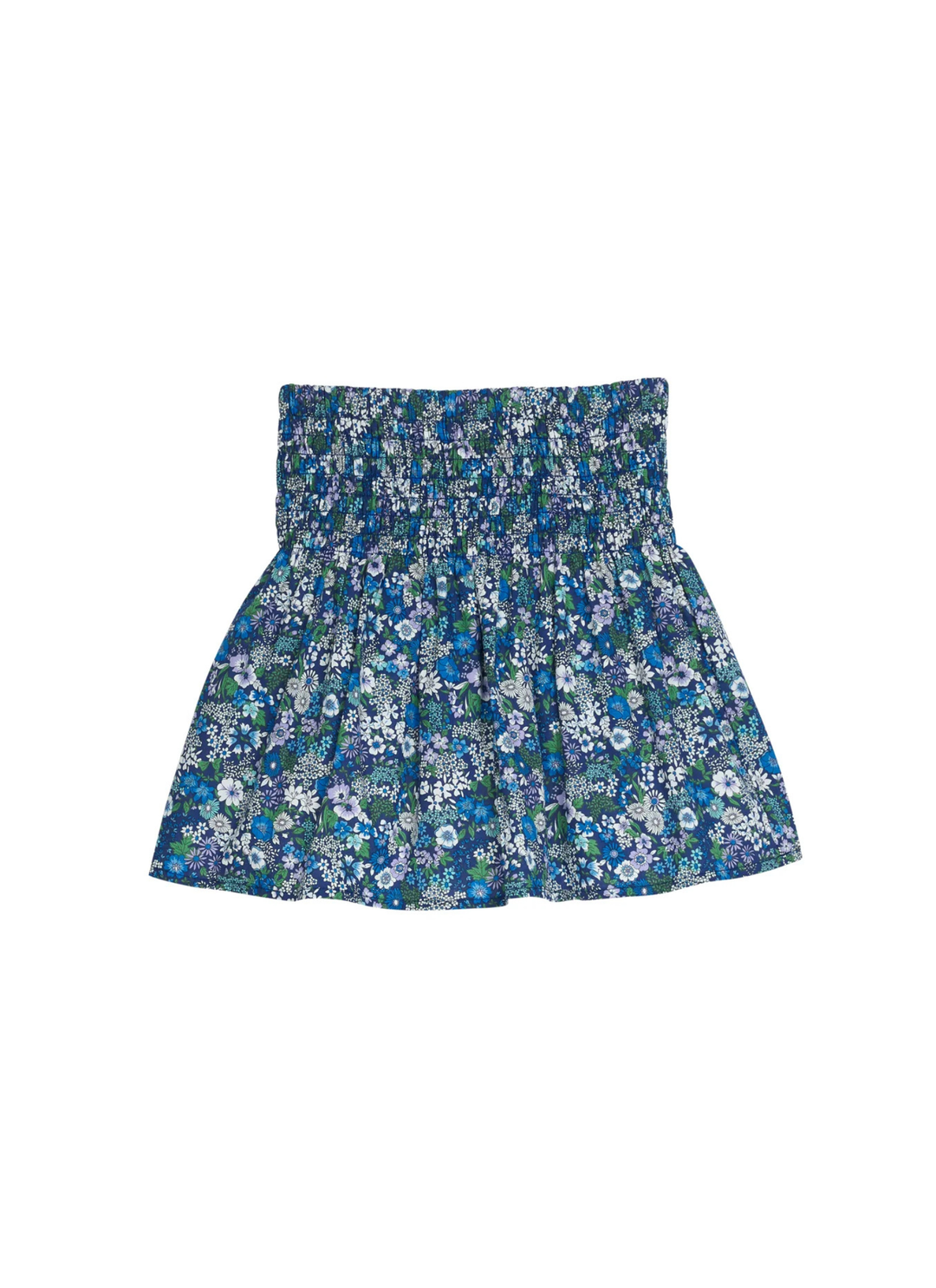 Shirred Circle Skirt in Brookline Blossoms Blue