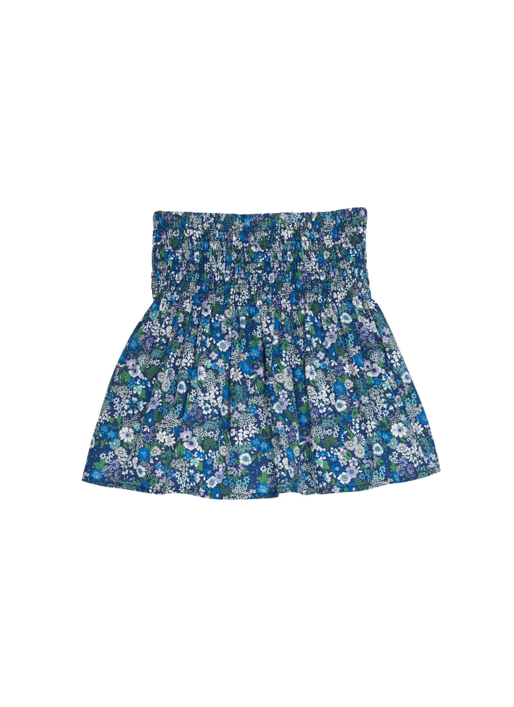 Shirred Circle Skirt in Brookline Blossoms Blue