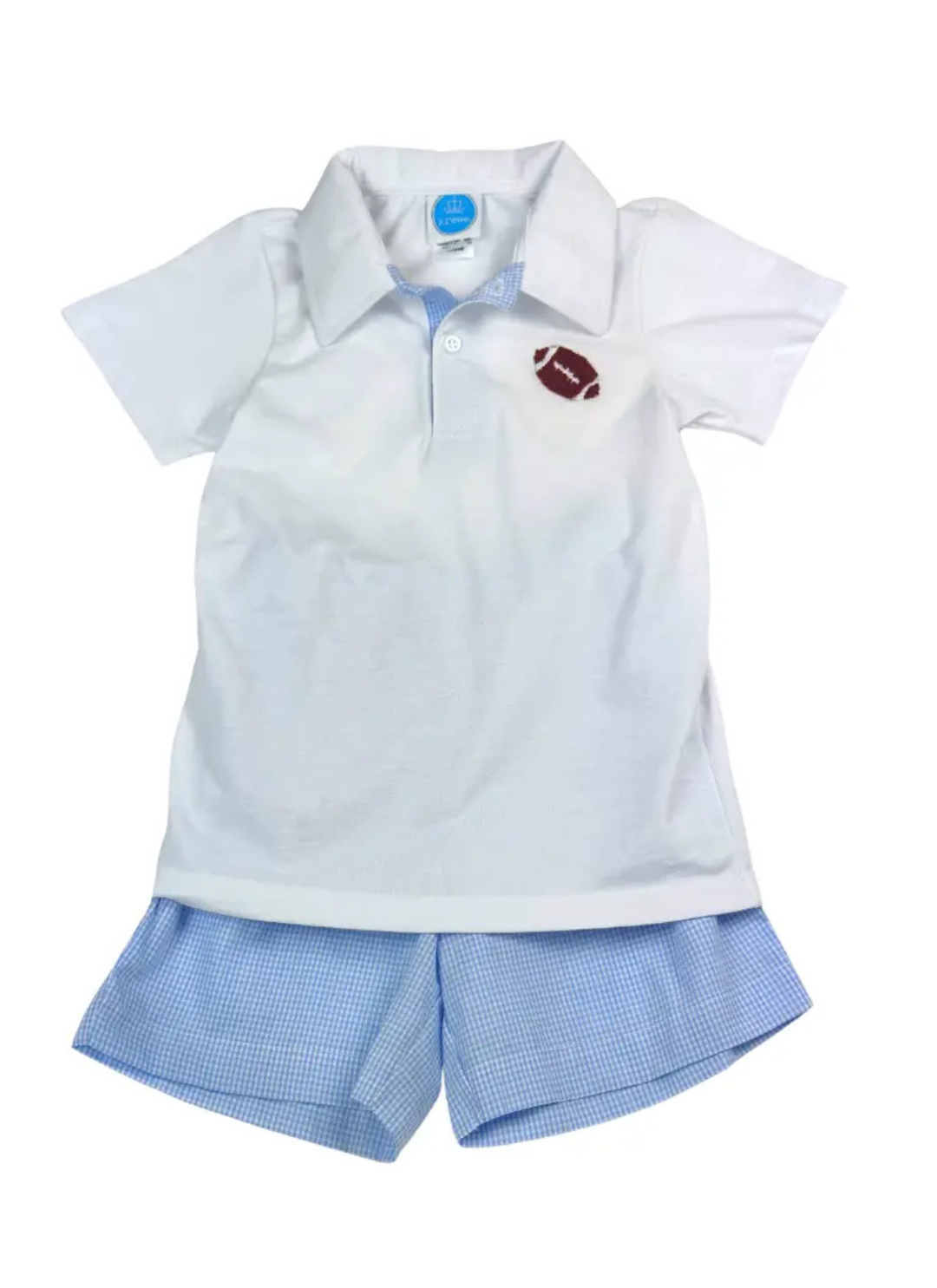 Light Blue French Knot Football Polo Short Set