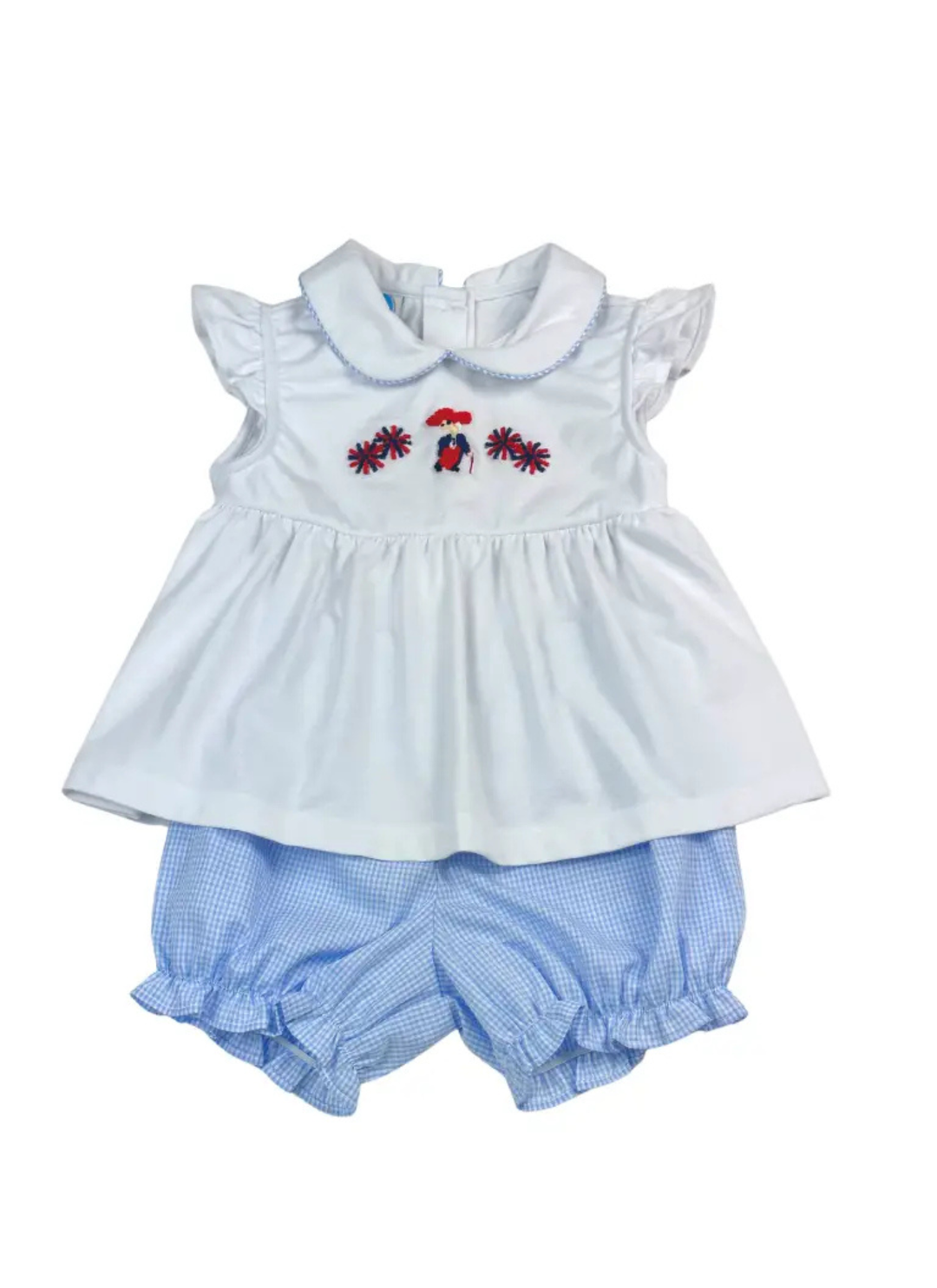 Light Blue Rebel French Knot Girls Bloomer Short Set