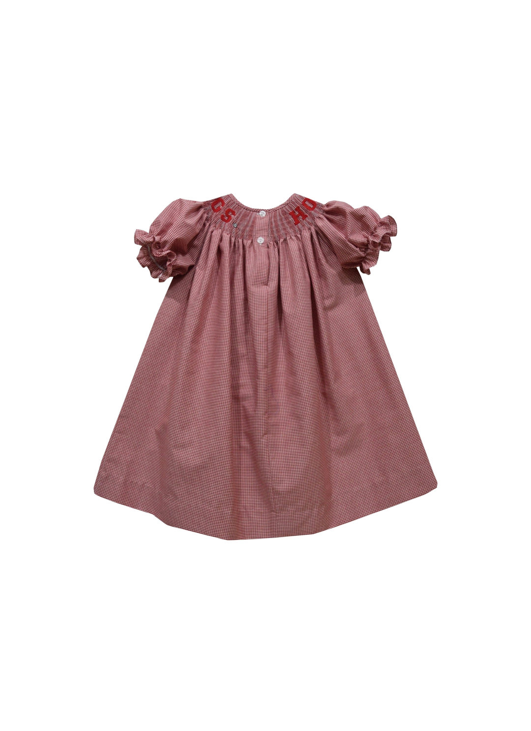 Arkansas Smocked Red Gingham Short Sleeve Bishop