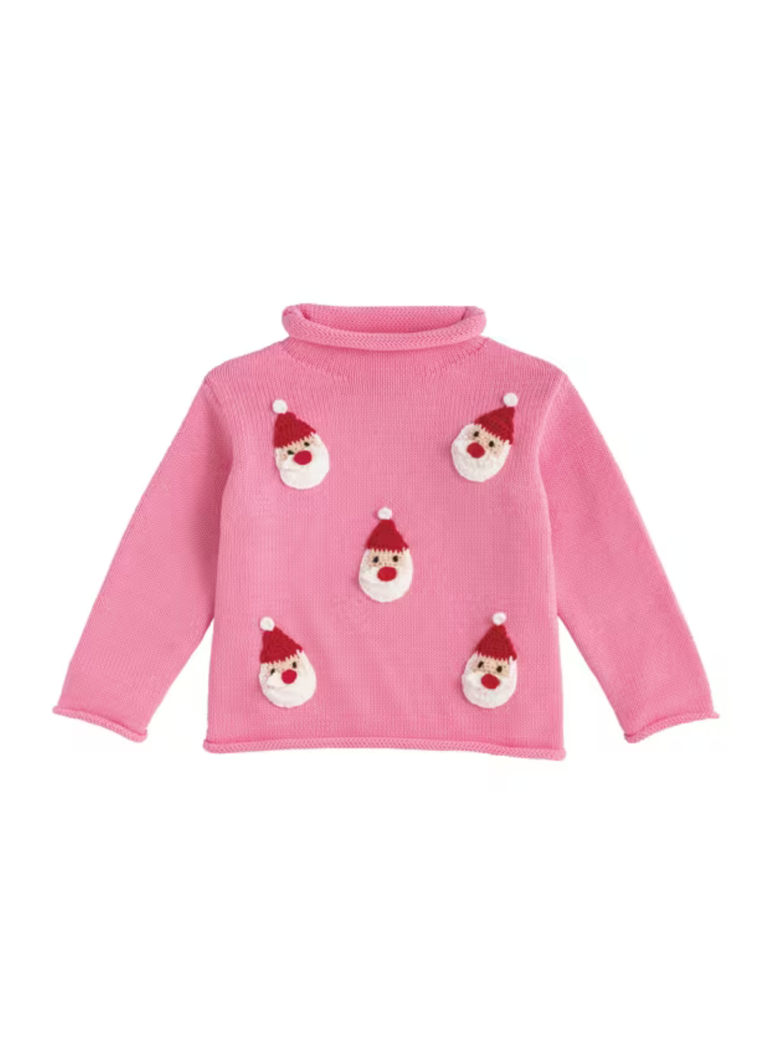 Pink Scattered Santa Rollneck Sweater