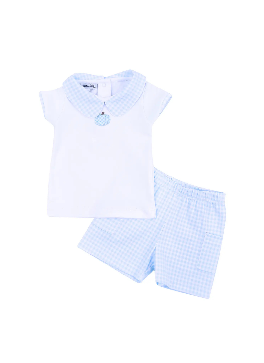 Sweet Pumpkin Embroidered Collared Toddler Short Set