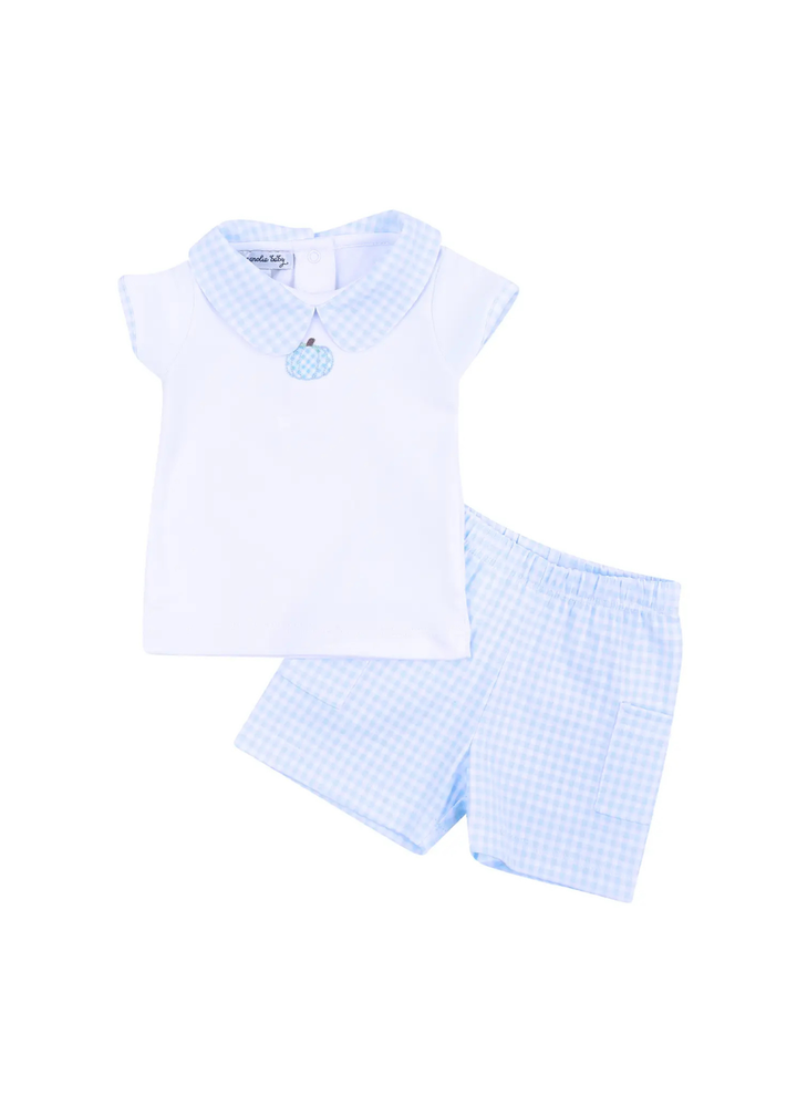Sweet Pumpkin Embroidered Collared Toddler Short Set
