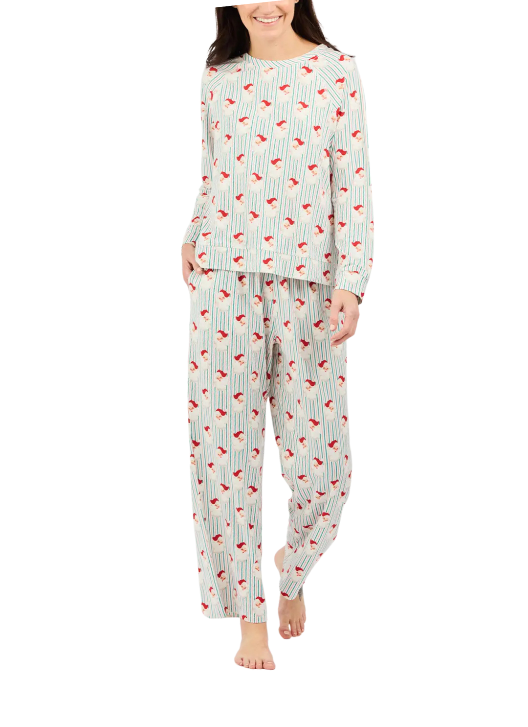 Annie Pajama Set in Striped Santa Baby