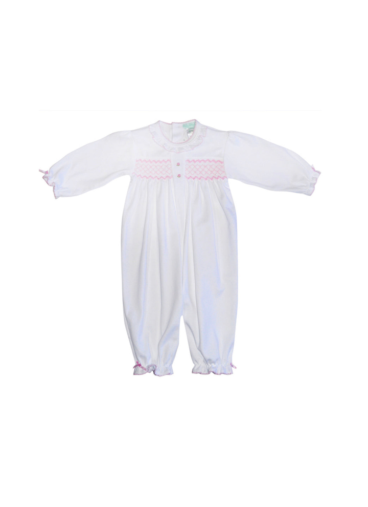 White Smocked Baby Girl Pima Cotton Converter w/ Ruffles