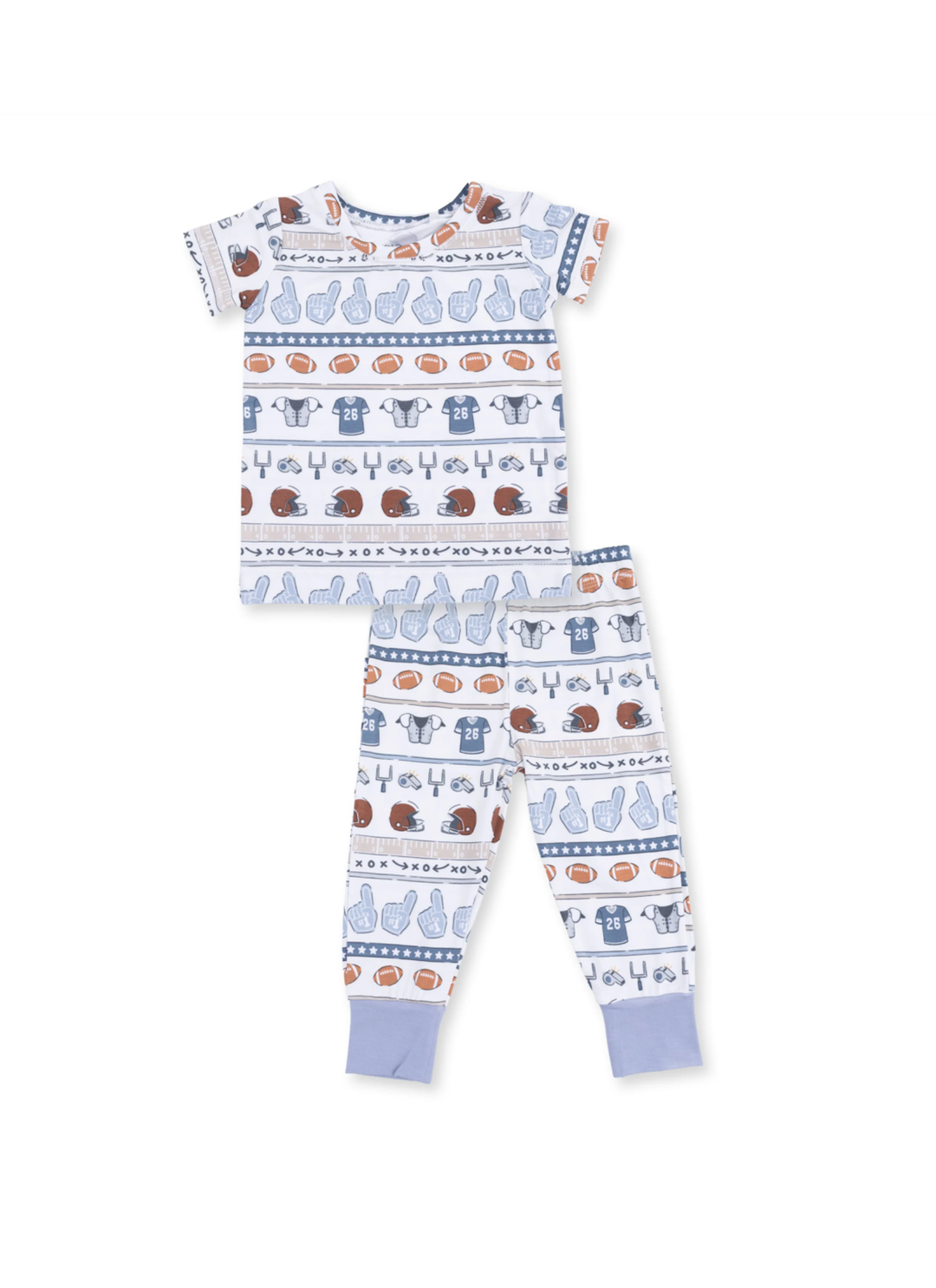 Football Stripe Short Sleeve Loungewear Set
