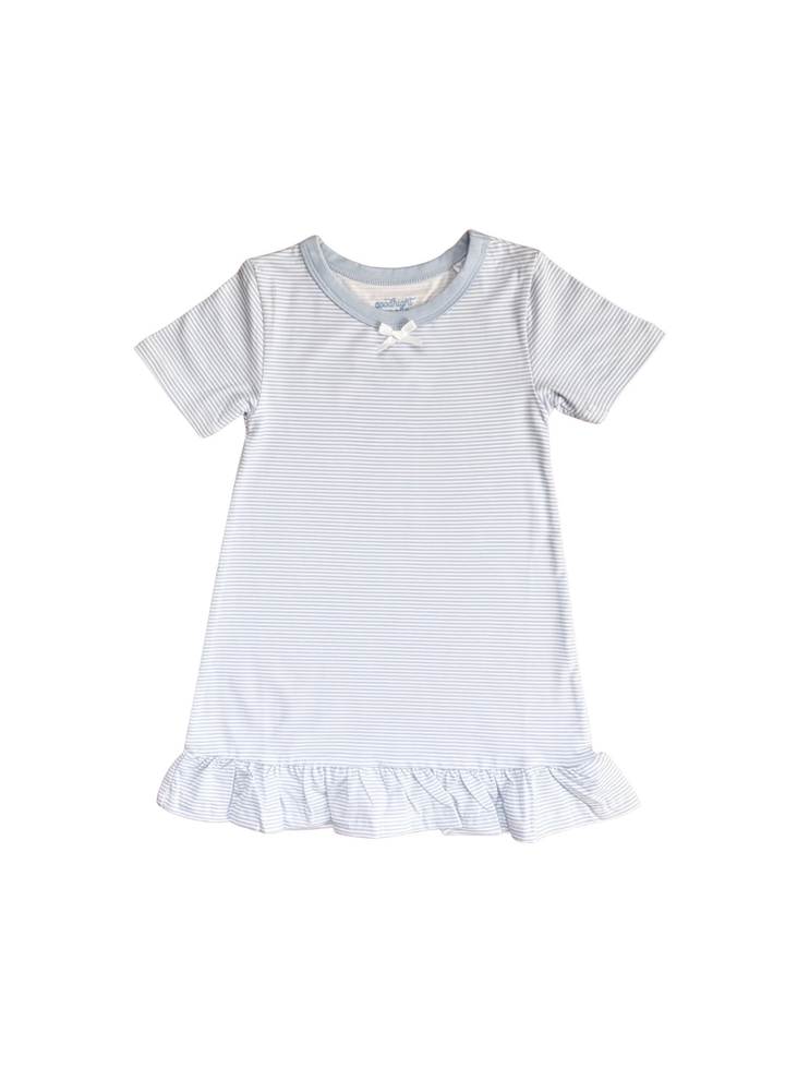 The Claire Girls Night Gown in Blue Micro Stripe
