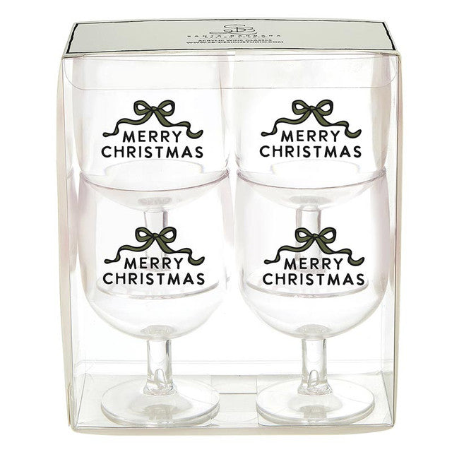 Merry Christmas Stackable Acrylic Wine Glasses